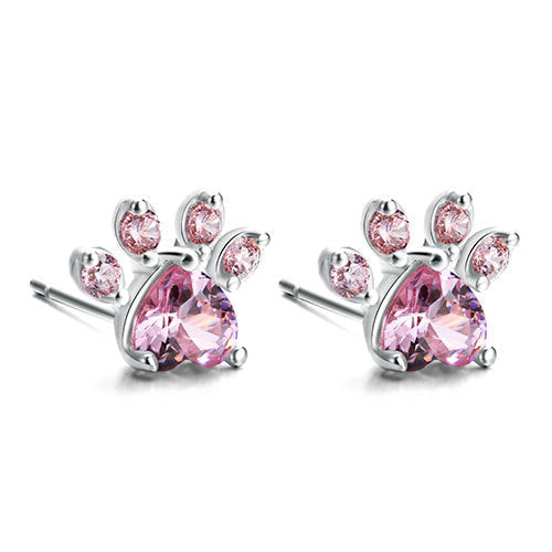 Set di Gioielli a Forma di Zampa per Donne – Oro Rosa con Cuore in Zirconia