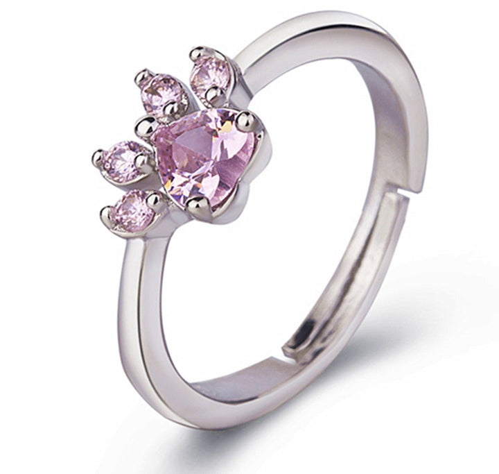 Set di Gioielli a Forma di Zampa per Donne – Oro Rosa con Cuore in Zirconia