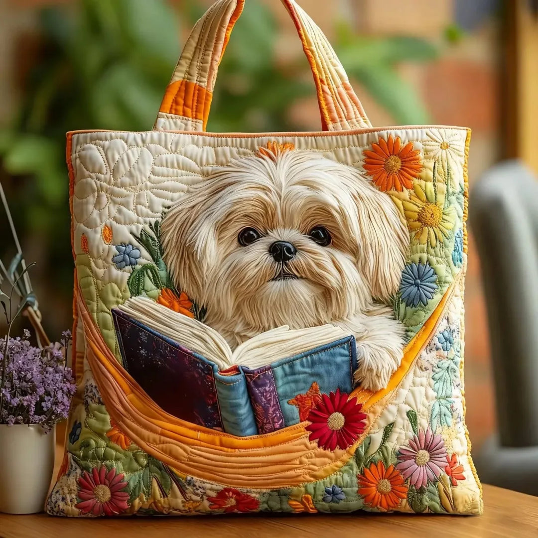 Astrid – Borsa Tote Imbottita con Motivo di Cane