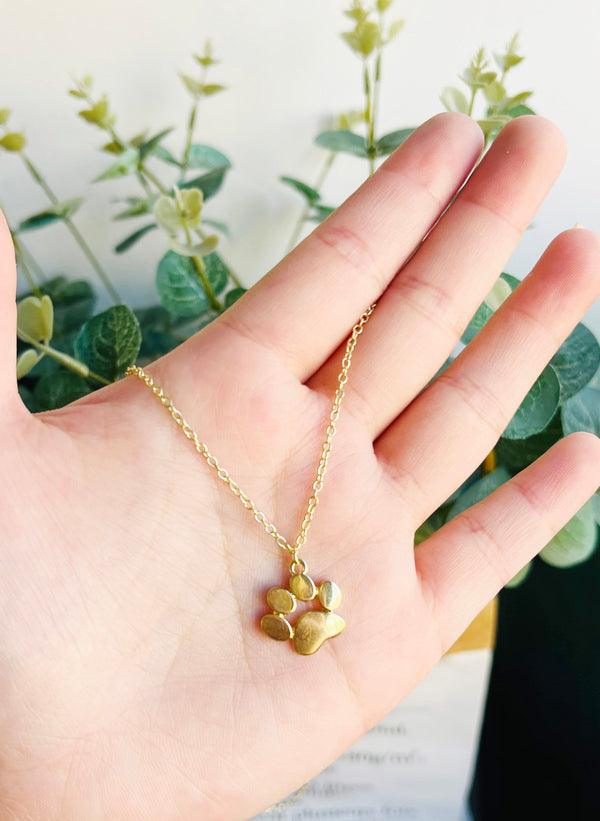 Collana con Pendente a Zampa Placcata in Oro per Amanti dei Cani
