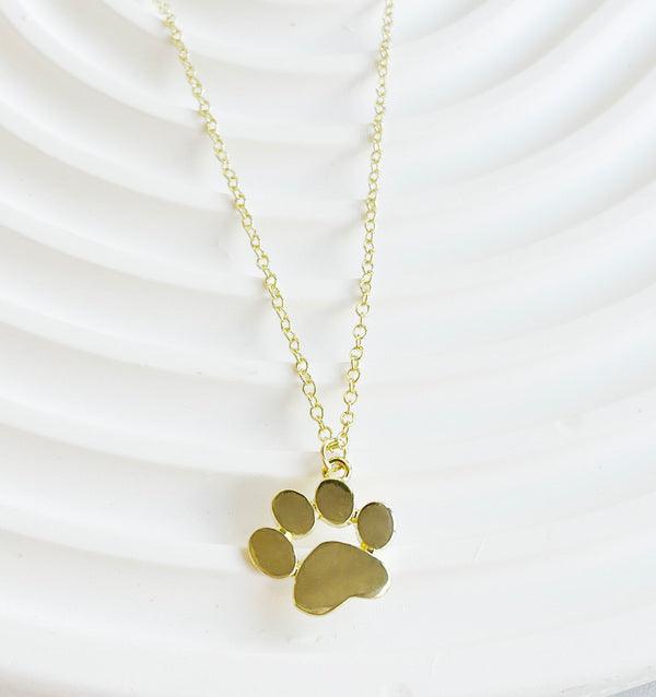 Collana con Pendente a Zampa Placcata in Oro per Amanti dei Cani
