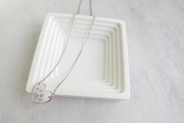 Collana con Pendant a Cuore e Zampa in Argento