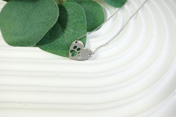 Collana con Pendant a Cuore e Zampa in Argento
