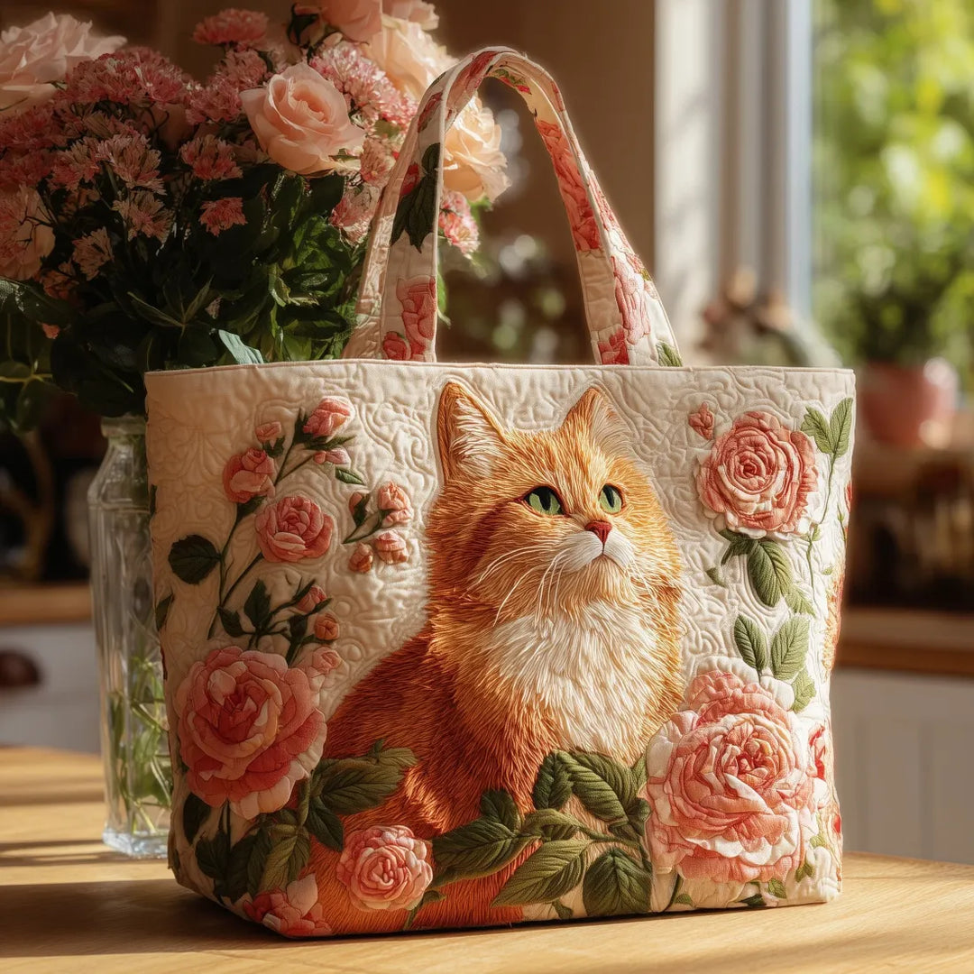 Judit – Borsa imbottita con gatto e rose