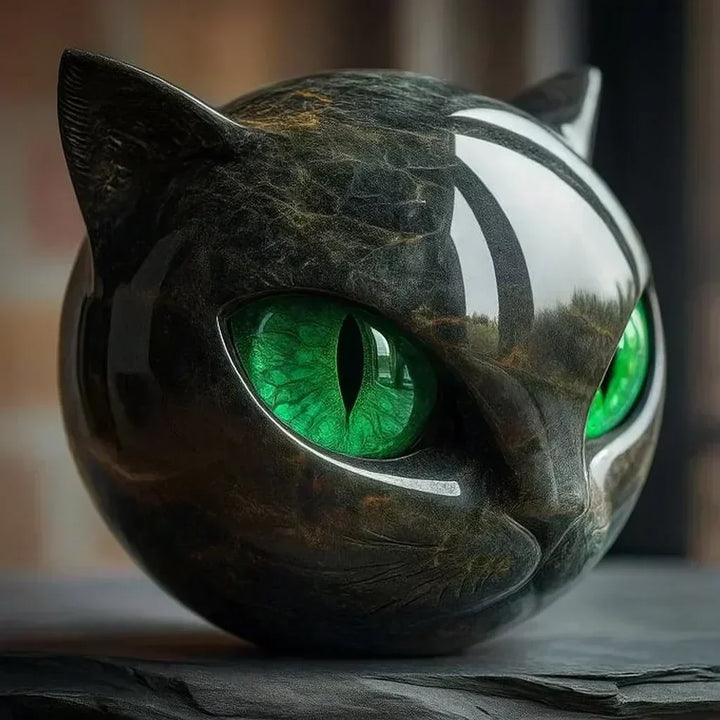 NyxCharm – Scultura Mistica della Testa di Gatto Nero
