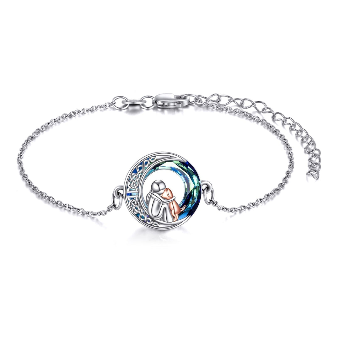 Braccialetto Fortunato Regolabile in Argento Sterling con Motivo di Cane