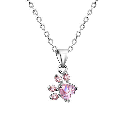 Set di Gioielli a Forma di Zampa per Donne – Oro Rosa con Cuore in Zirconia