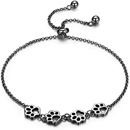 Braccialetto in Argento Sterling con Stampa di Zampa di Cane – Regolabile