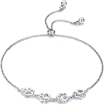 Braccialetto in Argento Sterling con Stampa di Zampa di Cane – Regolabile
