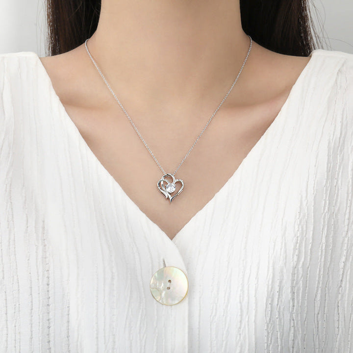 Collana a Doppio Cuore con Zirconia – Collana Regolabile da Donna