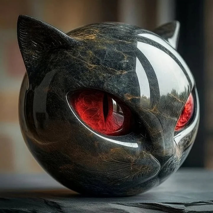 NyxCharm – Scultura Mistica della Testa di Gatto Nero