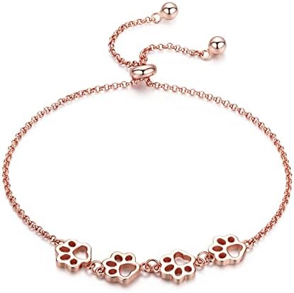 Braccialetto in Argento Sterling con Stampa di Zampa di Cane – Regolabile