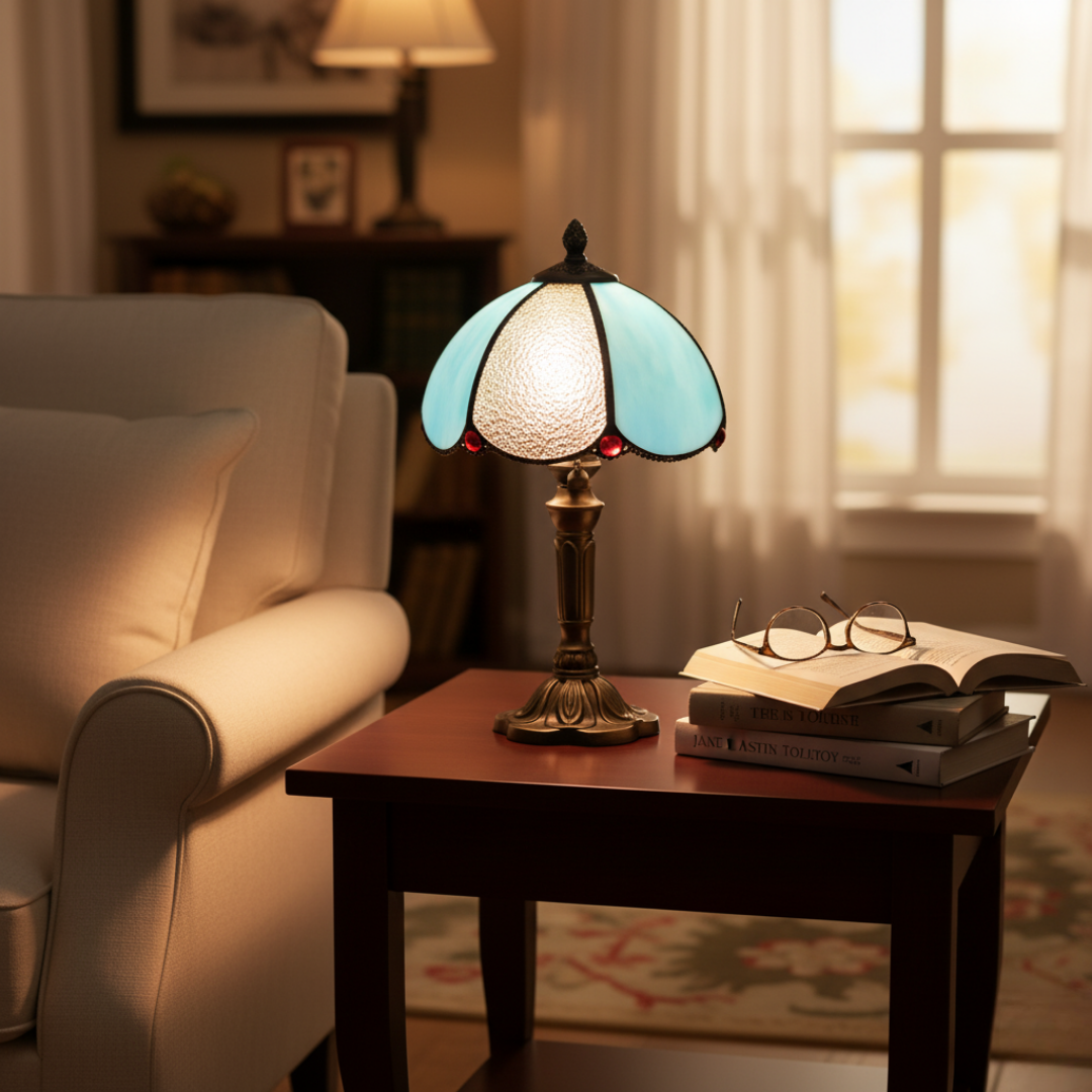 AZURIA | LAMPADA IN VETRO TIFFANY BLU DI LUSSO