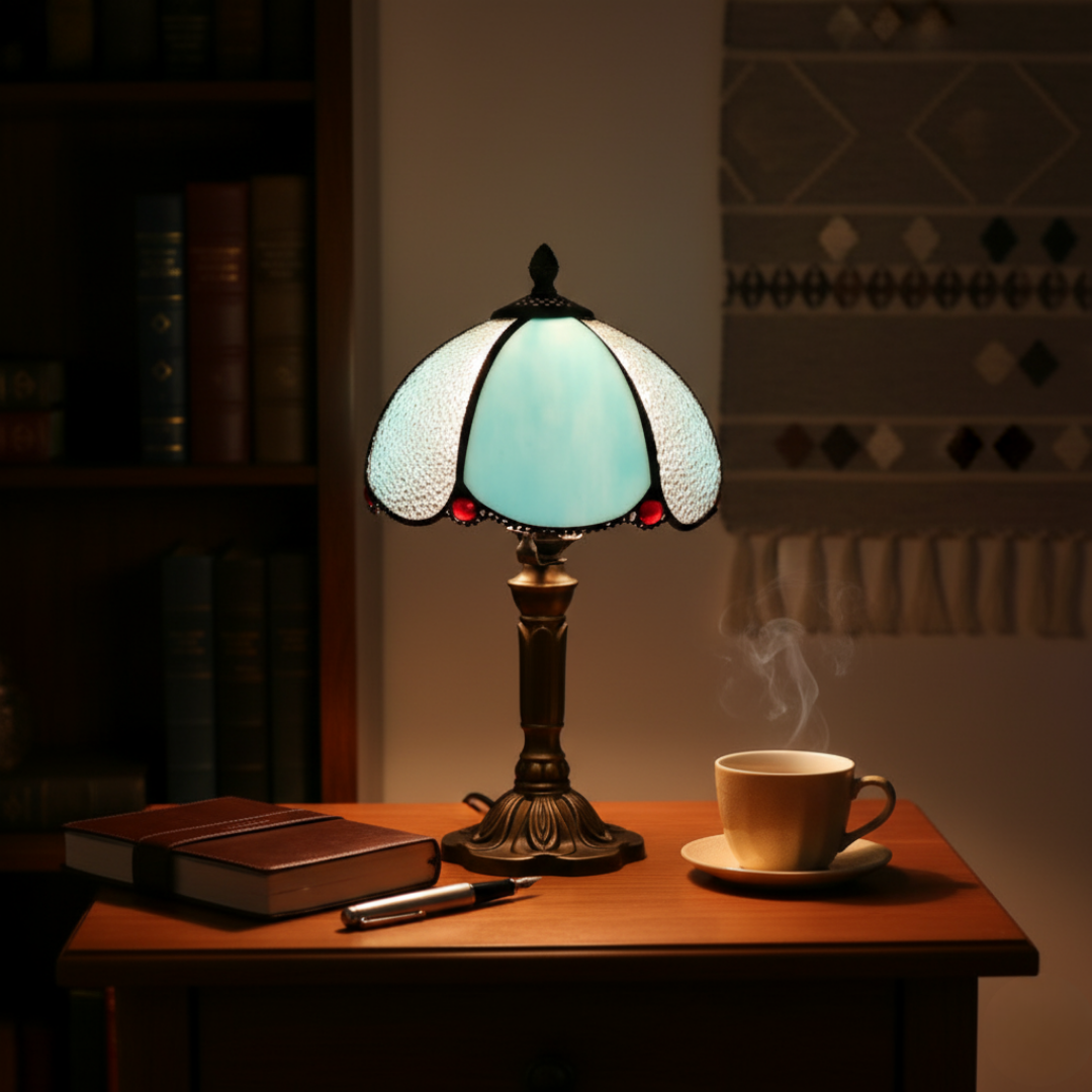 AZURIA | LAMPADA IN VETRO TIFFANY BLU DI LUSSO
