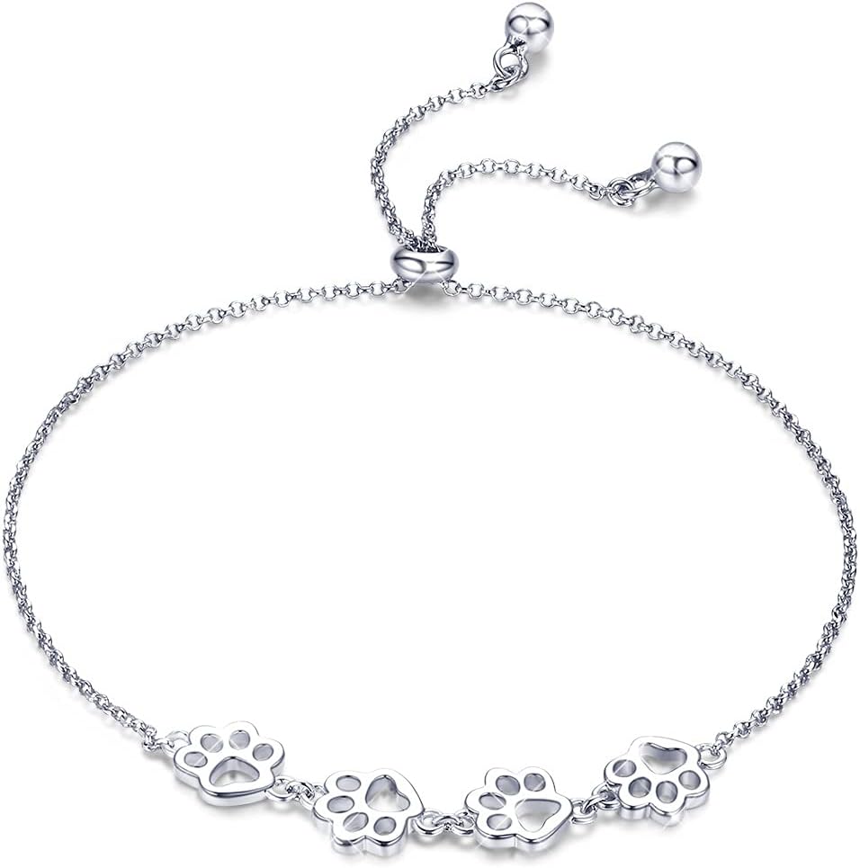 Braccialetto in Argento Sterling con Stampa di Zampa di Cane – Regolabile
