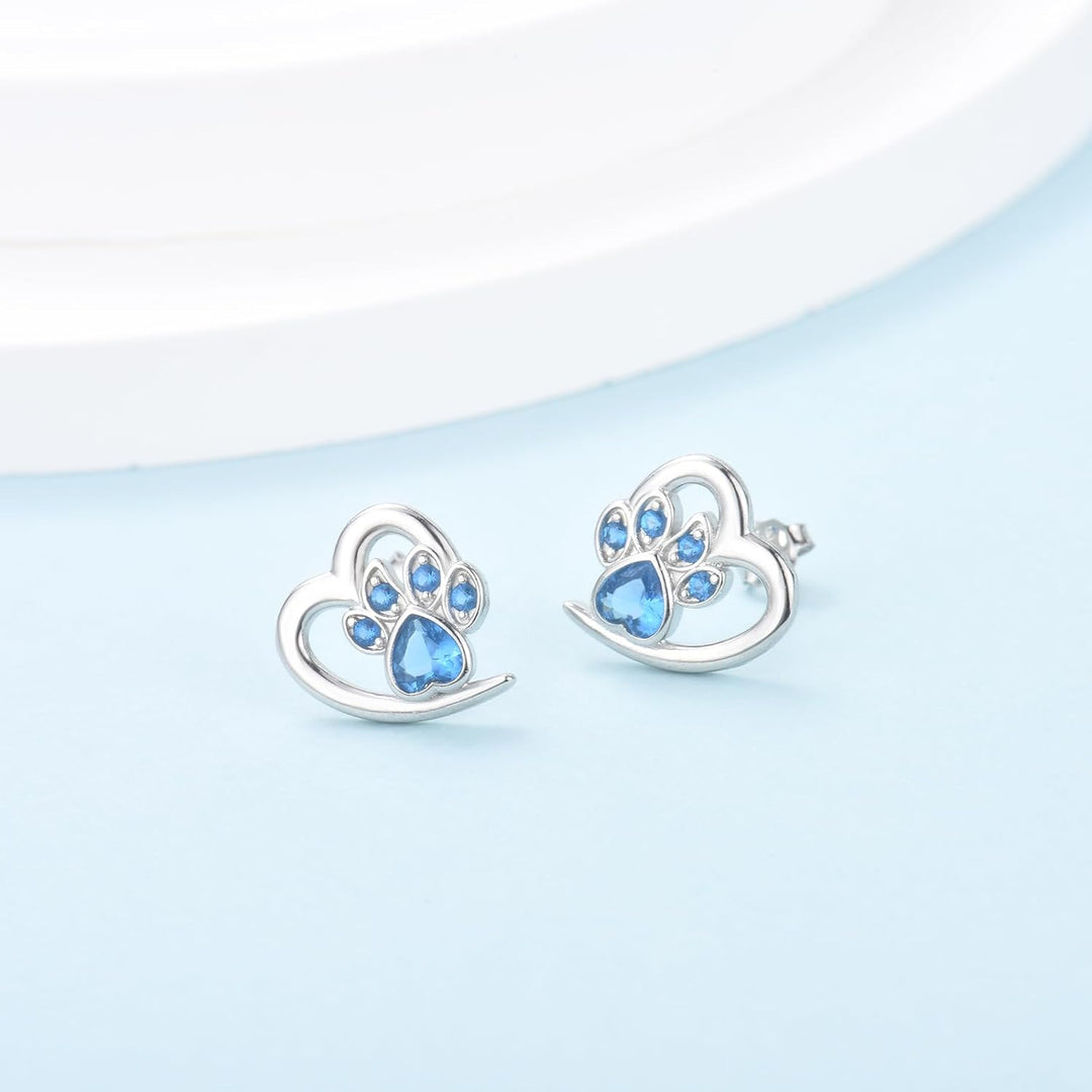 Orecchini a forma di cuore con impronta di zampa – Gioielli per amanti degli animali