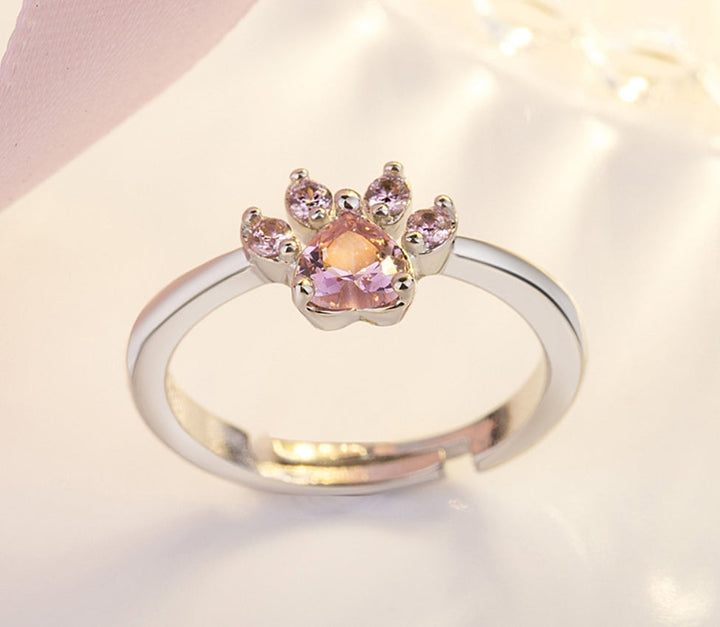 Set di Gioielli a Forma di Zampa per Donne – Oro Rosa con Cuore in Zirconia