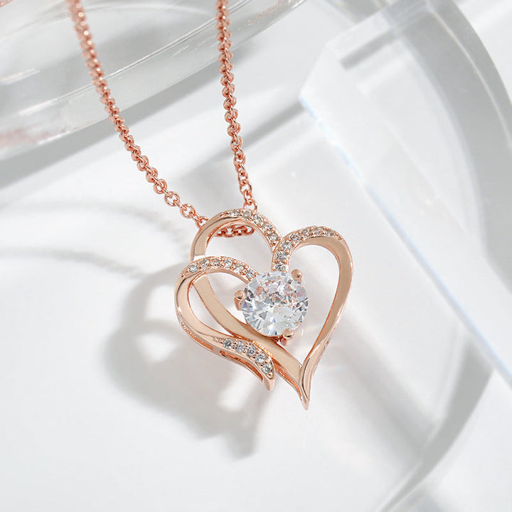 Collana a Doppio Cuore con Zirconia – Collana Regolabile da Donna