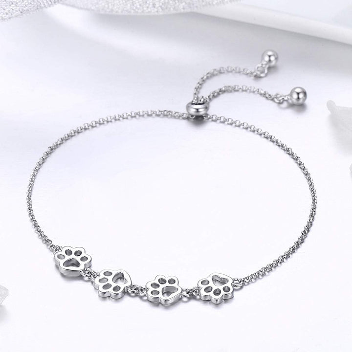 Braccialetto in Argento Sterling con Stampa di Zampa di Cane – Regolabile