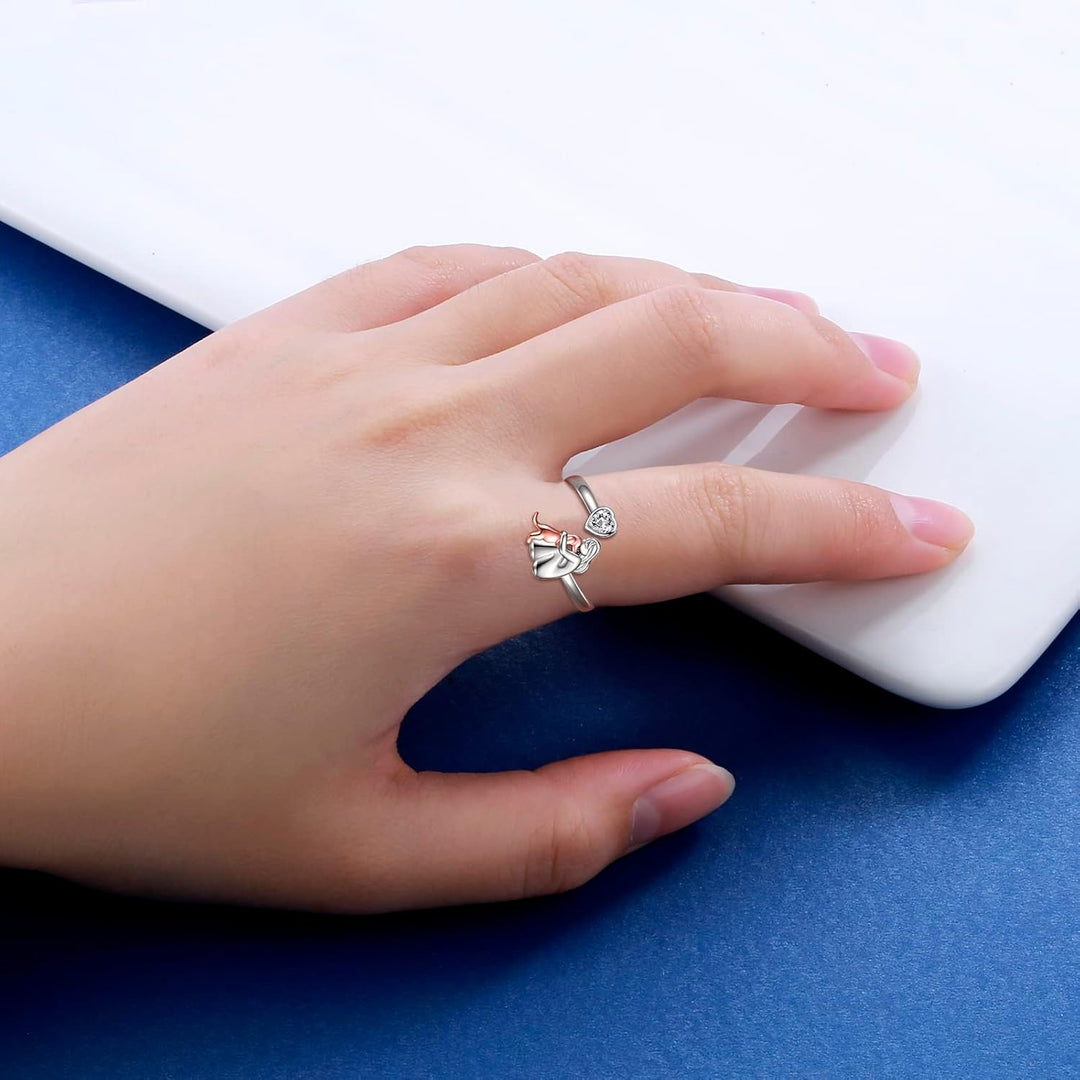 Anello per Cani in Argento Sterling e Zirconia Bianca – Regolabile