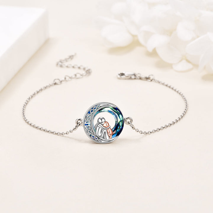 Braccialetto Fortunato Regolabile in Argento Sterling con Motivo di Cane