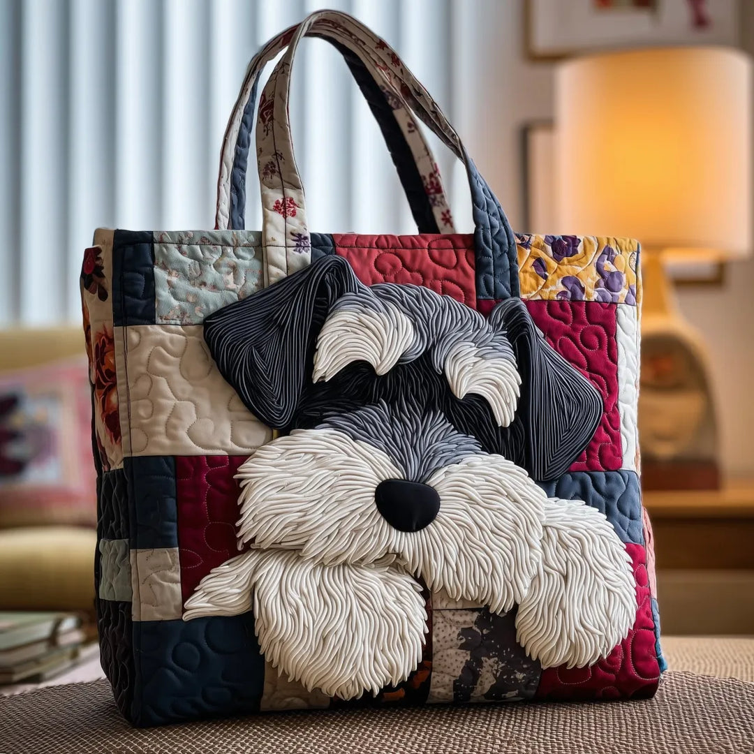 Annika – Borsa a tracolla trapuntata con motivo di Schnauzer