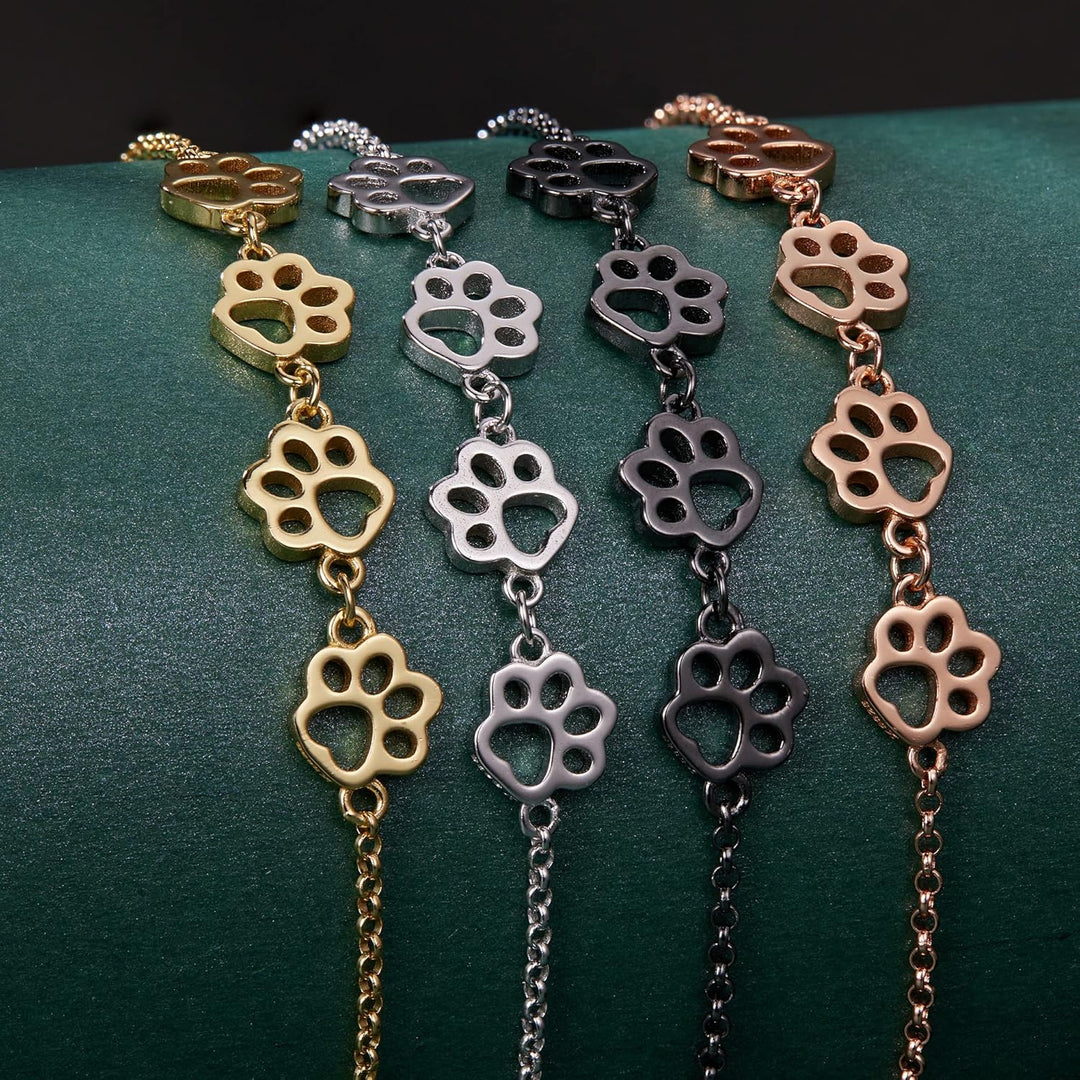 Braccialetto in Argento Sterling con Stampa di Zampa di Cane – Regolabile