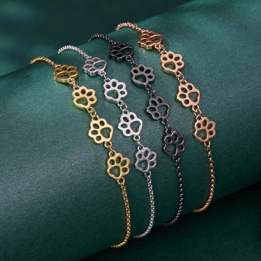 Braccialetto in Argento Sterling con Stampa di Zampa di Cane – Regolabile