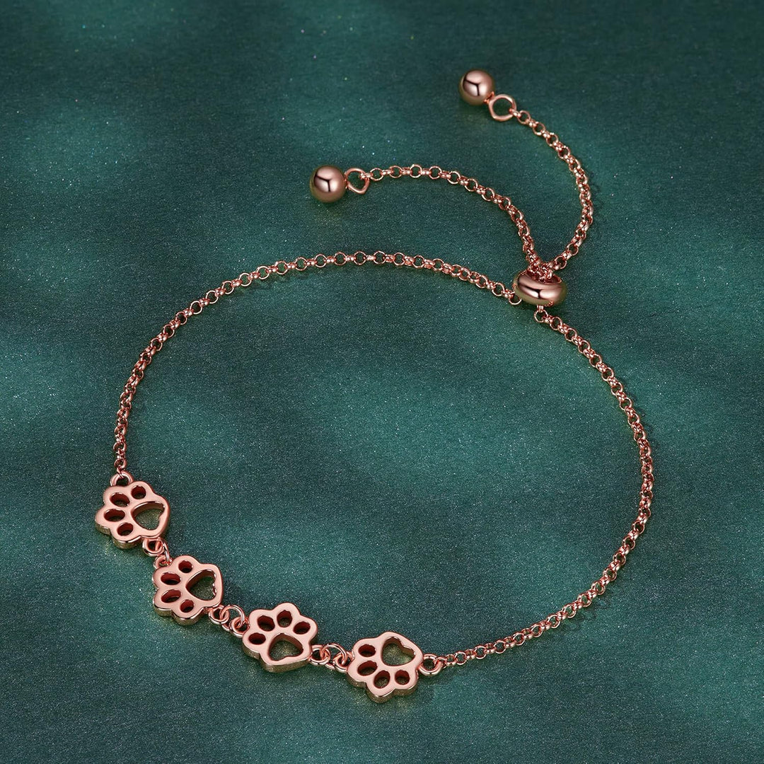 Braccialetto in Argento Sterling con Stampa di Zampa di Cane – Regolabile