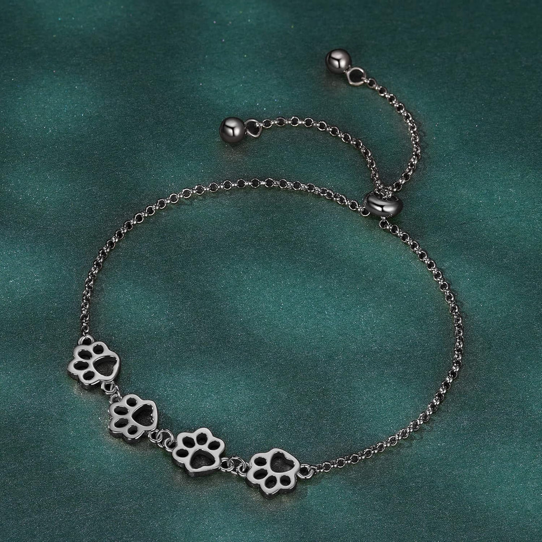 Braccialetto in Argento Sterling con Stampa di Zampa di Cane – Regolabile