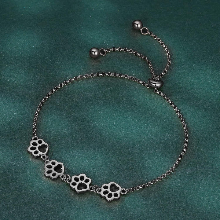 Braccialetto in Argento Sterling con Stampa di Zampa di Cane – Regolabile