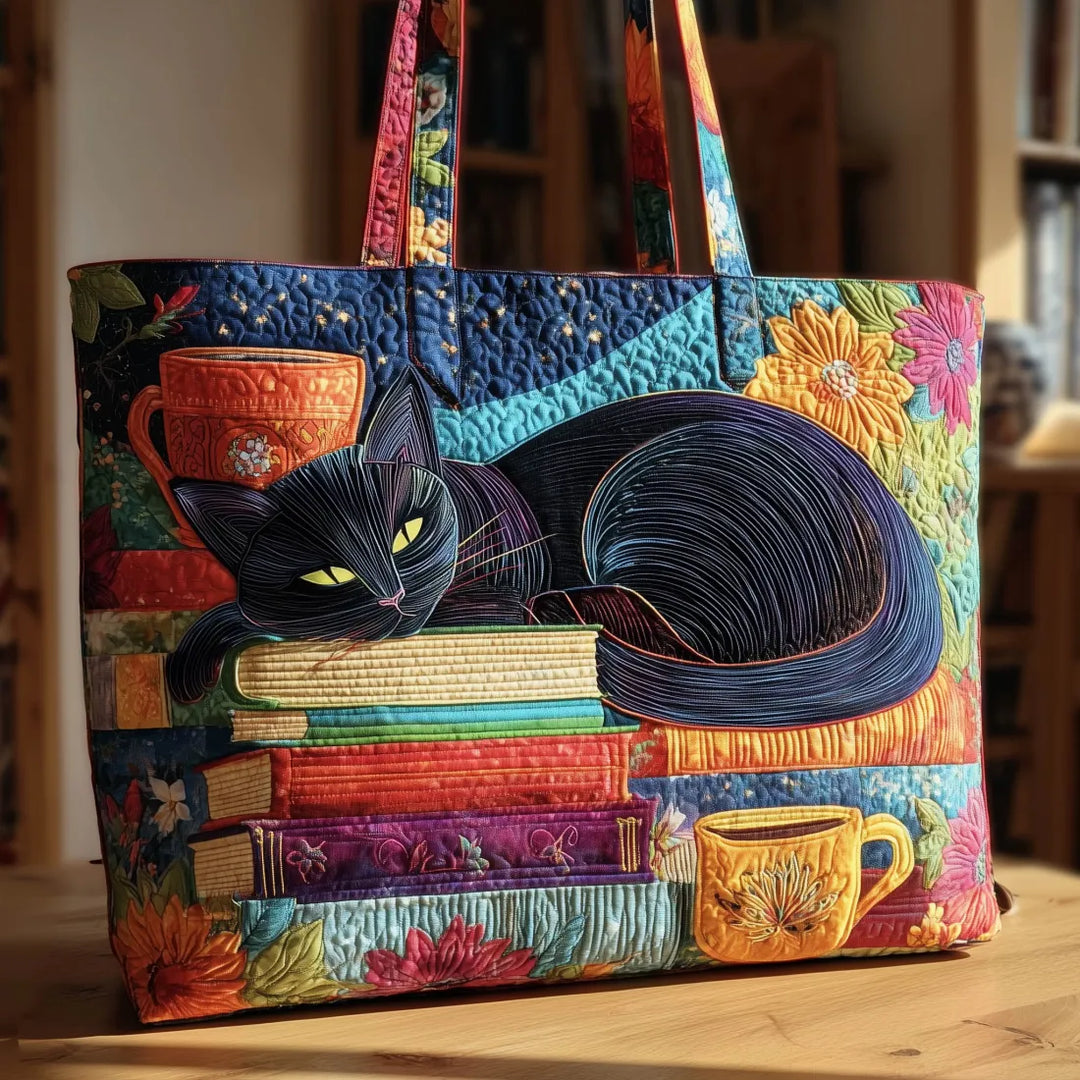 Magdalena – Borsa Tote Imbottita con Motivo di Gatti