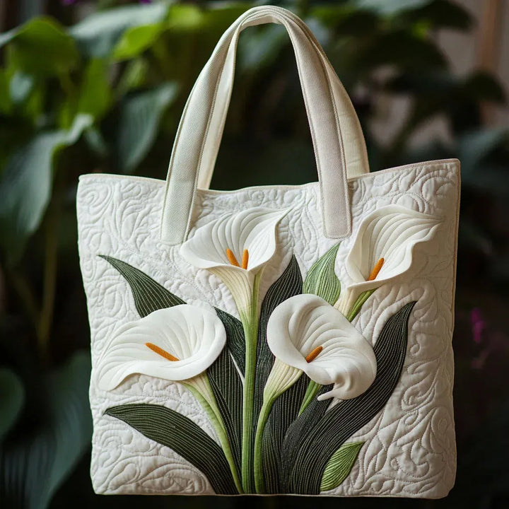 Borsa a Mano Calla Lily Bianco Trapuntata