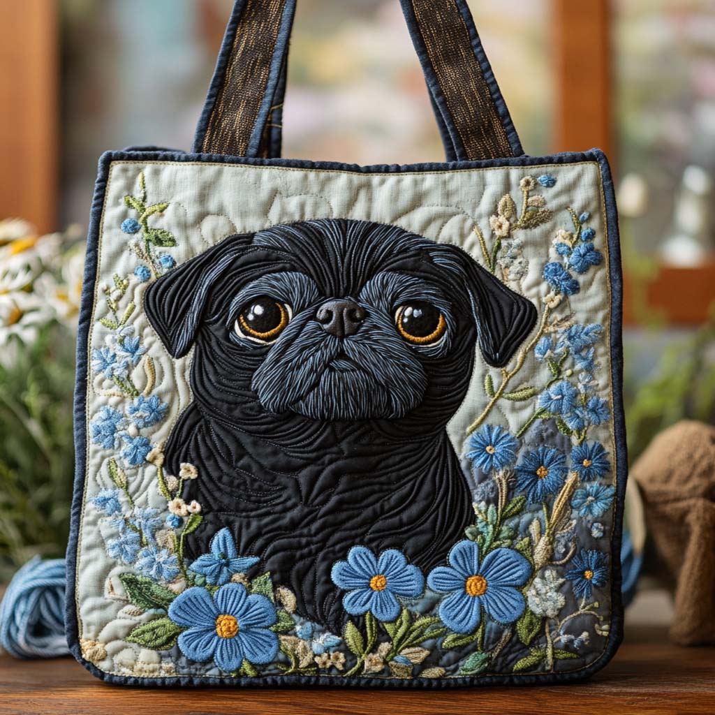 Borsa Tote Charm Pug dagli Occhi Blu