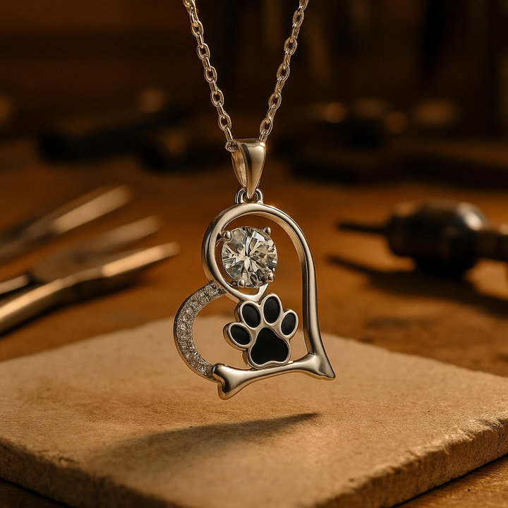 Collana a forma di zampa con Zirconia – Per Amanti dei Cani