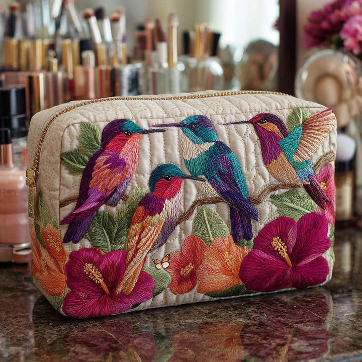 Borsa per Trucco Trapuntata Colibrì