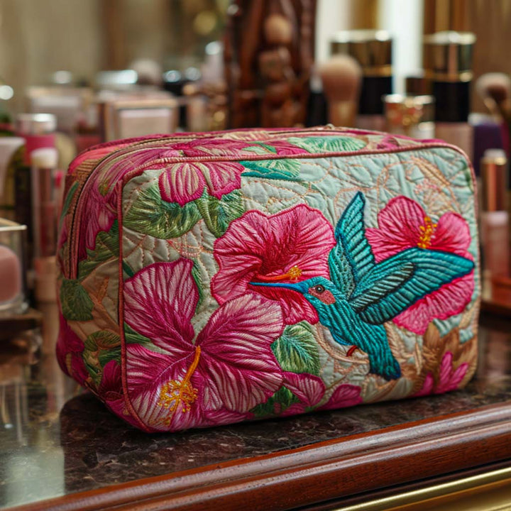 Borsa per Trucco Trapuntata Colibrì
