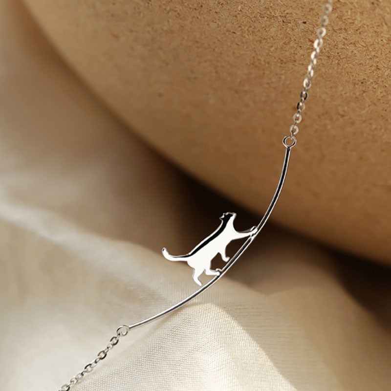 Collana in Argento con Gatto Scalatore