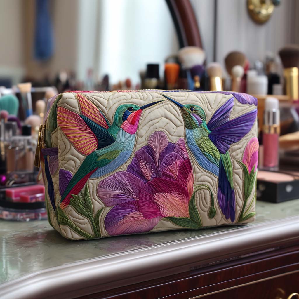 Borsa per Trucco Trapuntata Colibrì