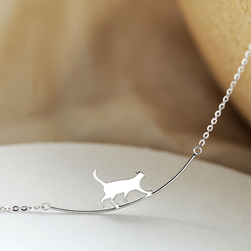 Collana in Argento con Gatto Scalatore