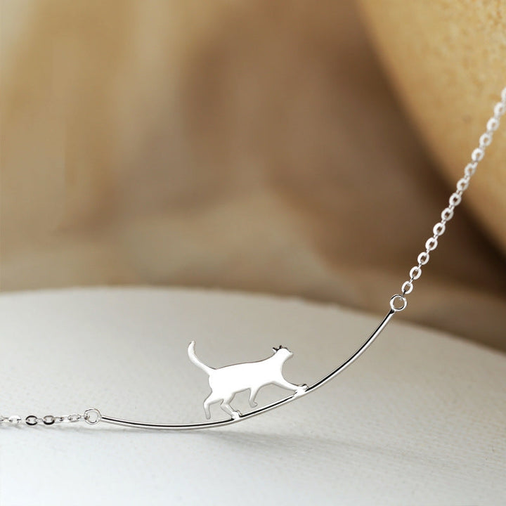 Collana in Argento con Gatto Scalatore