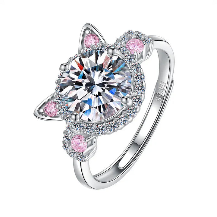 Anello Regolabile a Forma di Gatto con Zirconia – Anello Carino per Donne