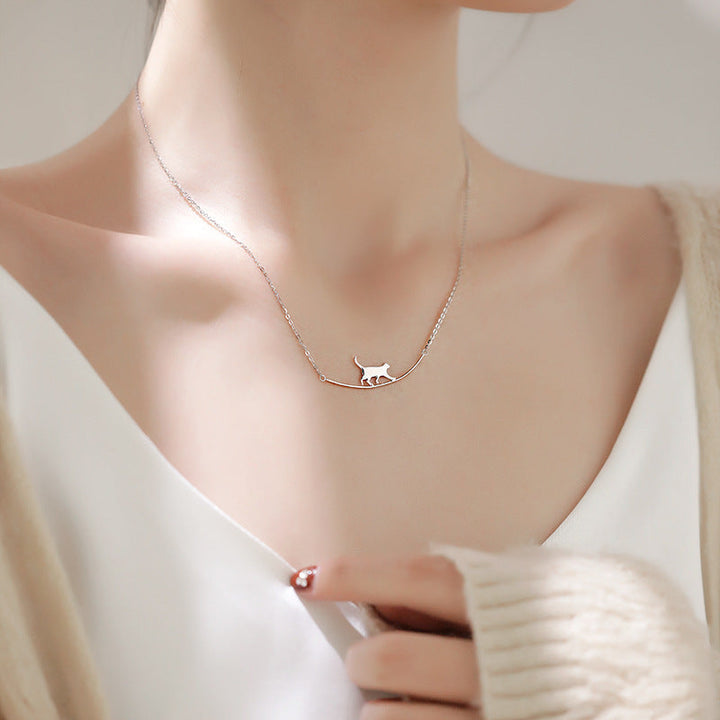 Collana in Argento con Gatto Scalatore