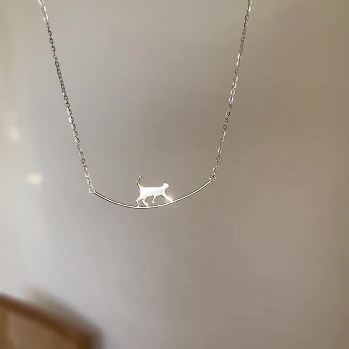 Collana in Argento con Gatto Scalatore