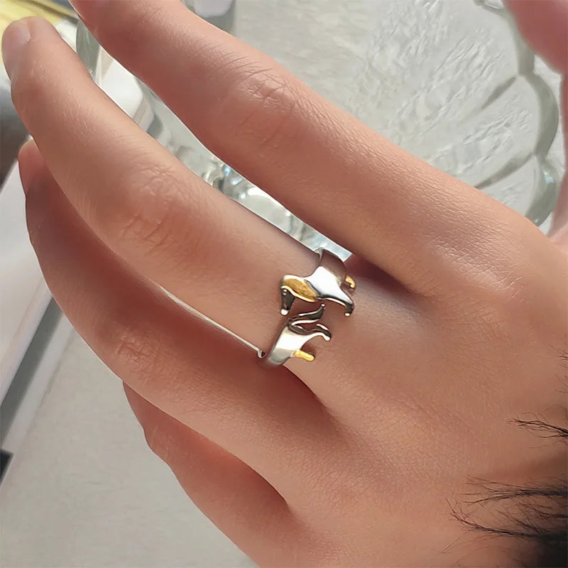 Anello Dachshund Regolabile – Gioielli Animali Fatti a Mano per Donne