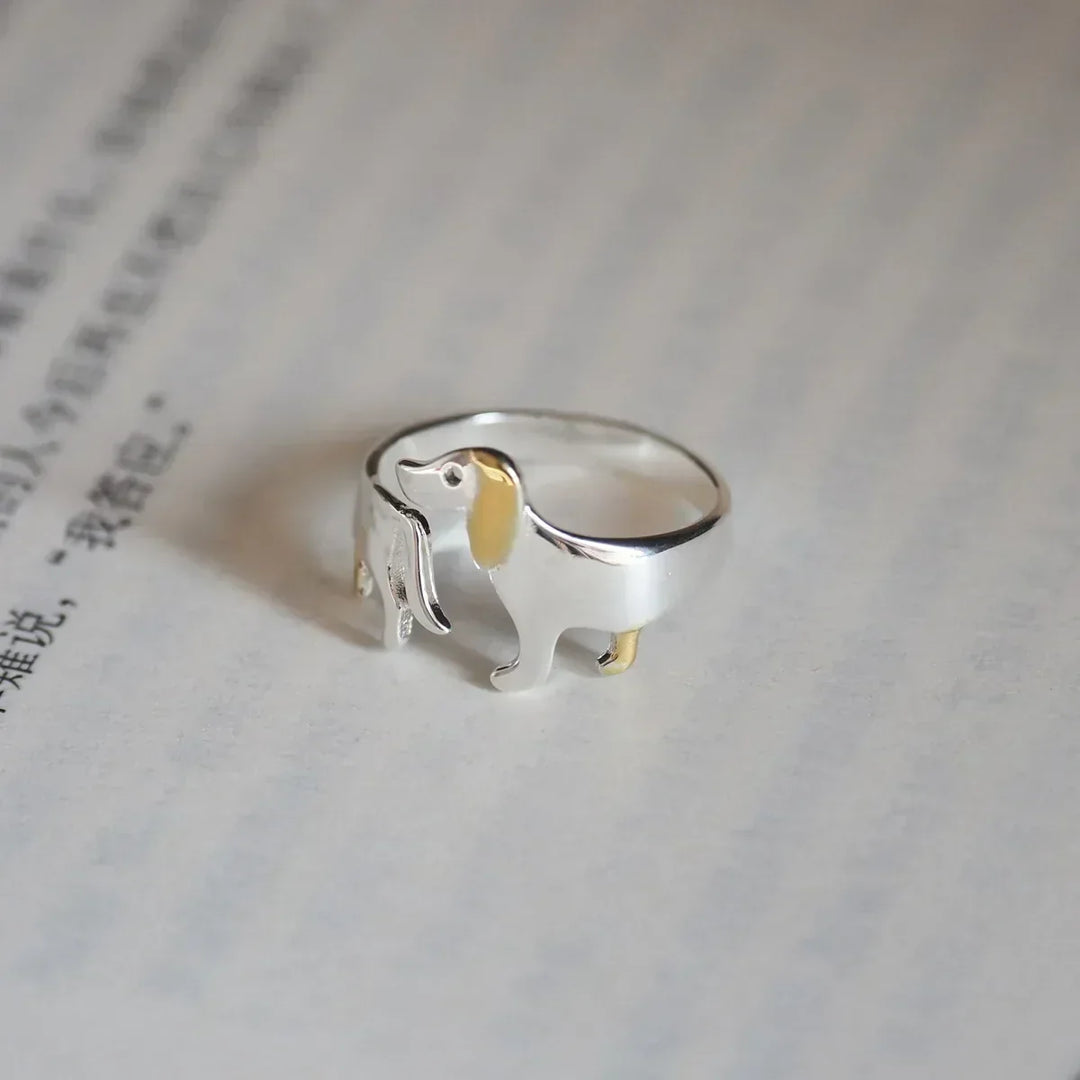 Anello Dachshund Regolabile – Gioielli Animali Fatti a Mano per Donne