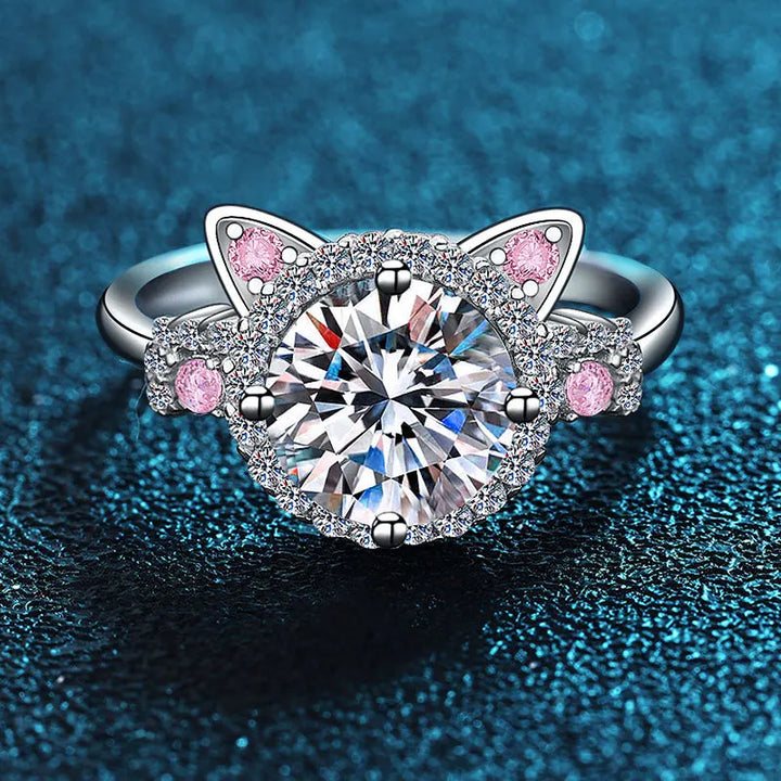 Anello Regolabile a Forma di Gatto con Zirconia – Anello Carino per Donne