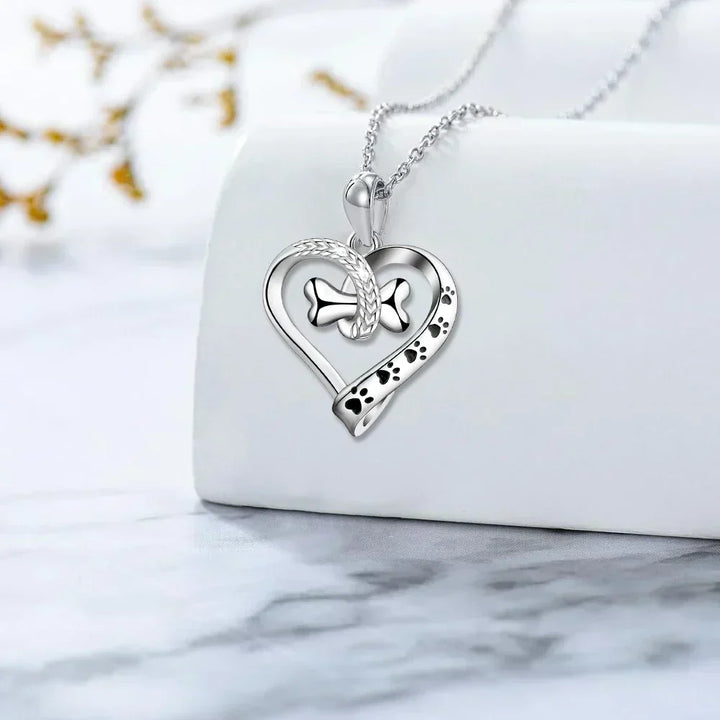 Set di Gioielli in 2 Pezzi – Impronta di Zampa, Cuore e Osso