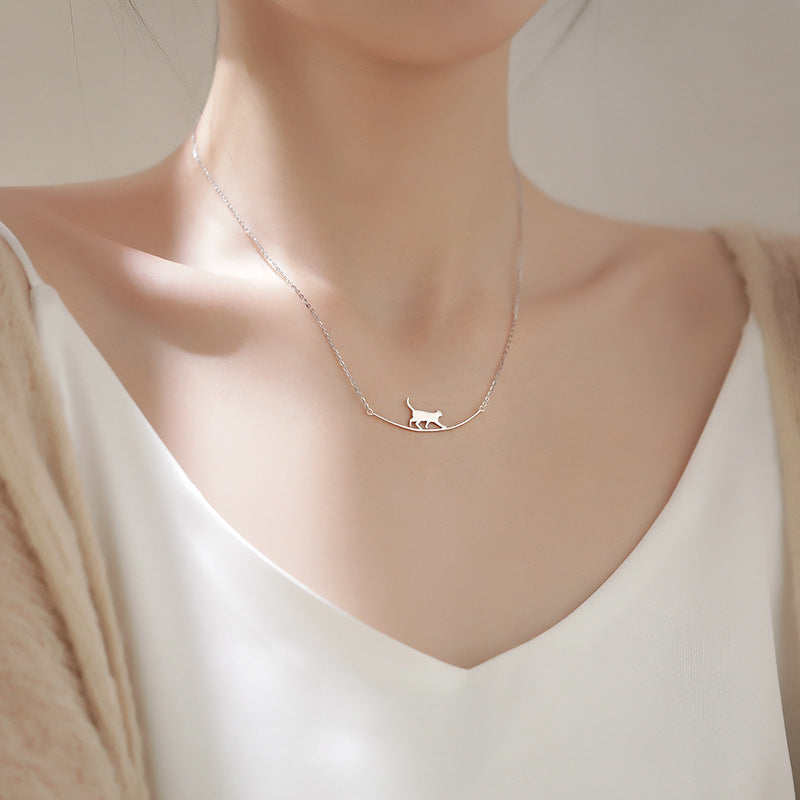Collana in Argento con Gatto Scalatore