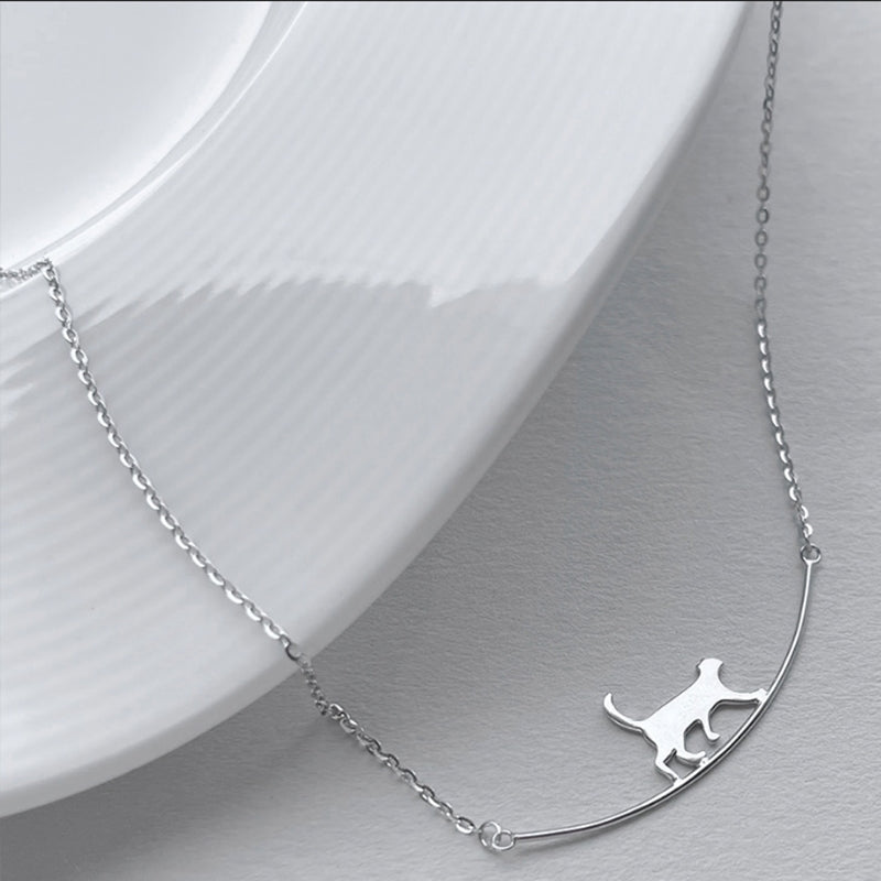 Collana in Argento con Gatto Scalatore